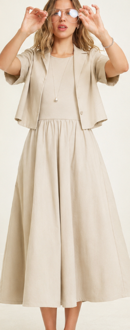 Double Up Dress - Limestone