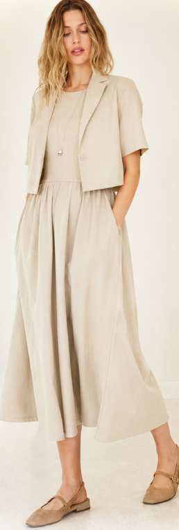 Double Up Dress - Limestone