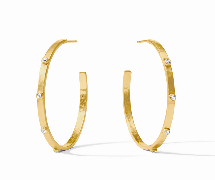 Crescent Stone Hoop Earrings in Cubic Zirconia