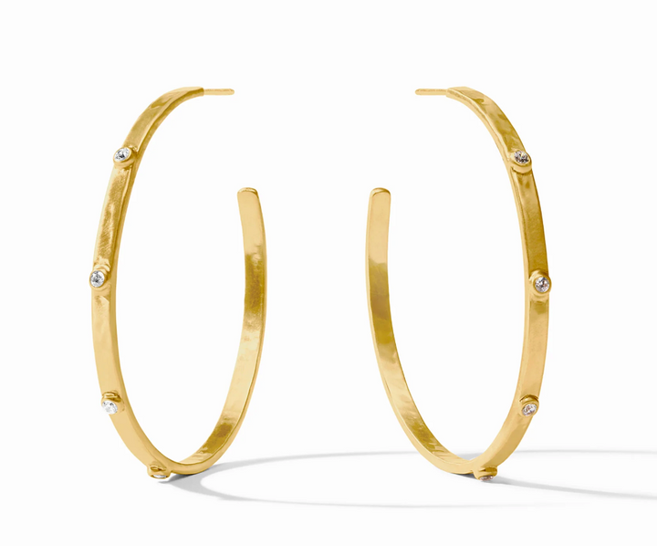 Crescent Stone Hoop Earrings in Cubic Zirconia