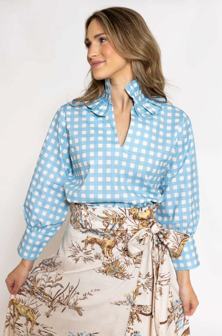 Harper Estate Top in Blue Gingham