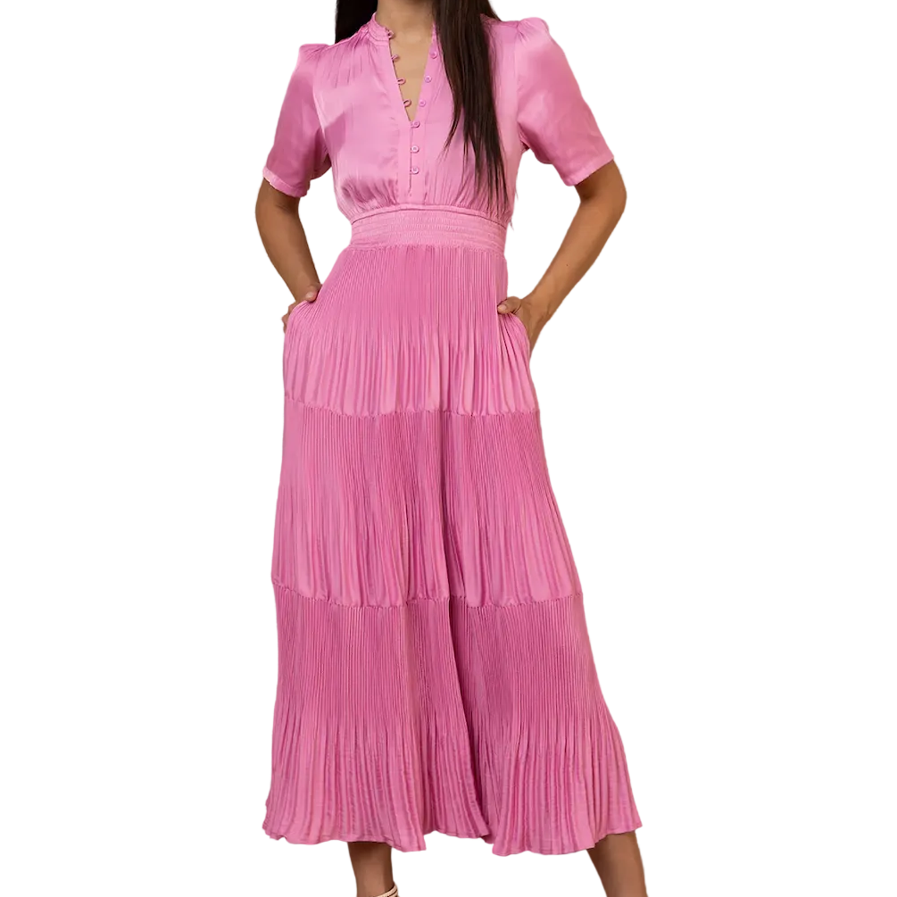Vale Charmeuse Solid Maxi - Dress on model