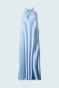 Long Pleated Dress- Light Blue