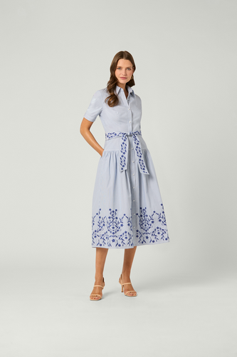 Finley Dress - Light Blue/Ivory/Navy