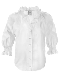 Fiona Shirt - Solid Silky Poplin White