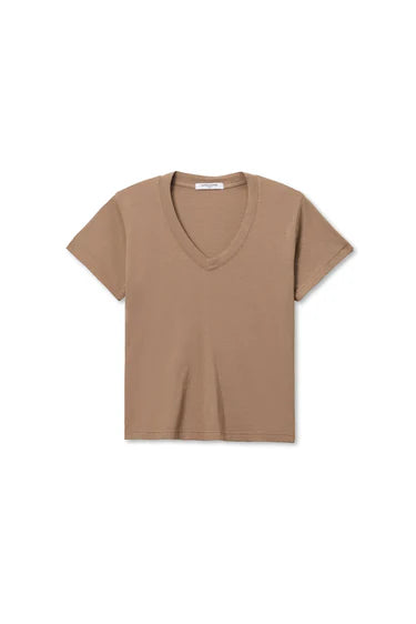Hendrix Cotton Short Sleeve Boxy V Neck Tee