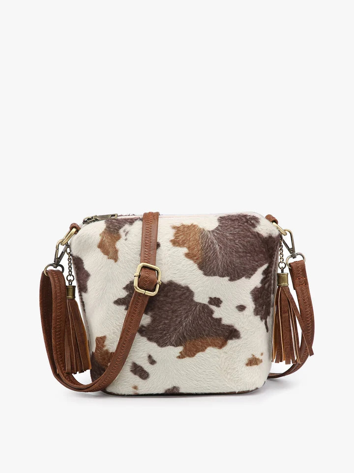 Dylan Vegan Crossbody in Cow Dark Brown