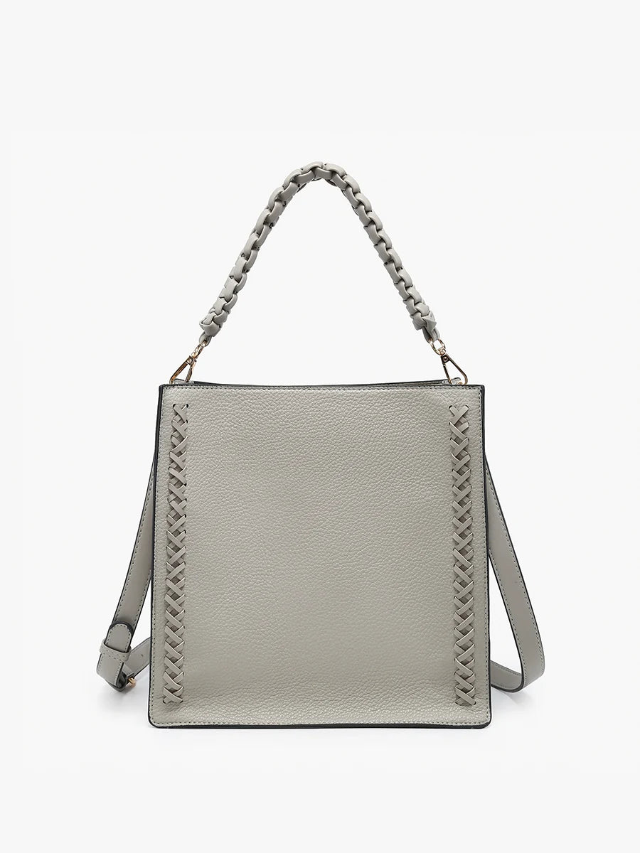 Esme Vegan Whipstitch Tote in Warm Gray