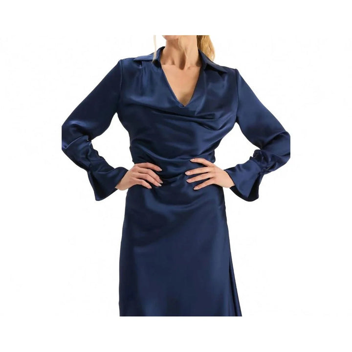 Astrid Charmeuse Blouse in Midnight Navy