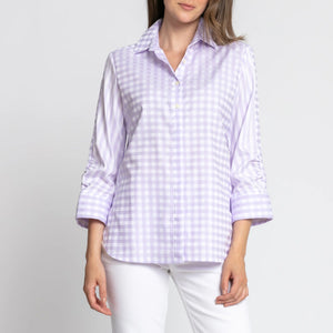 3/4 Sleeve Zoey Top - Lilac/White