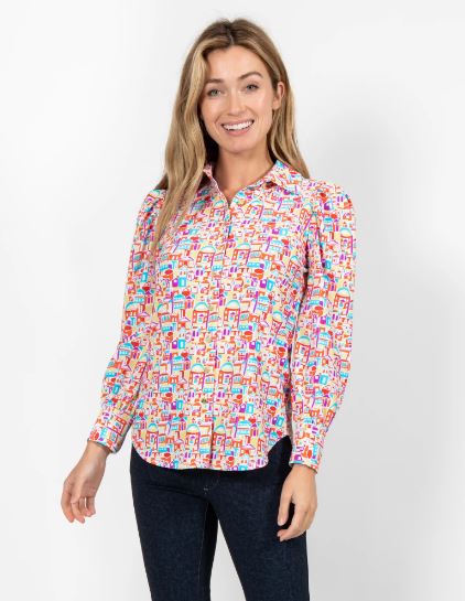 Karmen Shirt - Santorini Village Multi