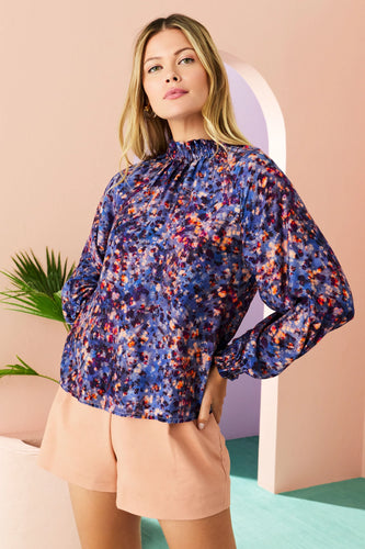 June Blouse - Indigo Reef
