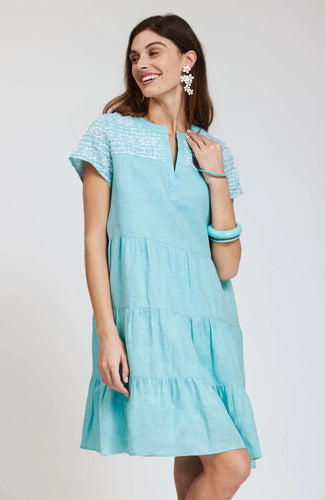Tanya Linen Dress - Bahama Blue