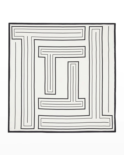 L. Beam Stripes Silk Scarf - Cloud Multi